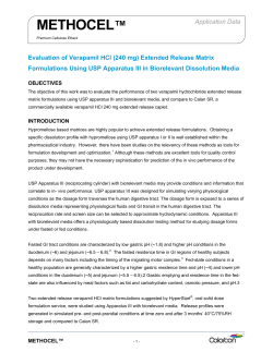 Evaluation of Verapamil HCl ER Matrix Formulations