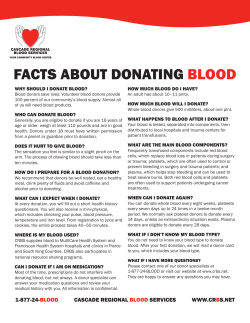 blood drive information packet. - Cascade Regional Blood Services
