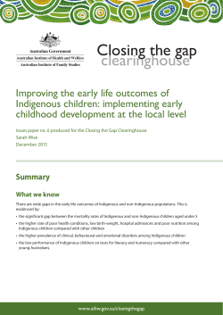 Improving the early life outcomes of Indigenous children