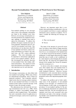 Beyond Normalization: Pragmatics of Word Form in Text Messages