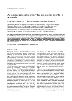 Autobiographical memory for emotional events in amnesia