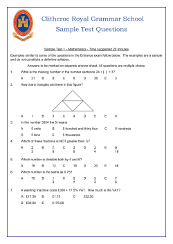 Sample Entrance Examination Questions 2018
