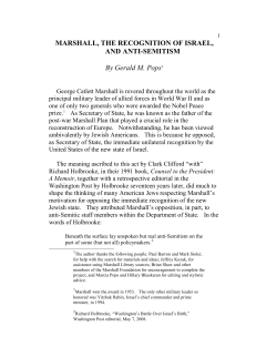 Marshall, the Recognition of Israel, and Anti-Semitism