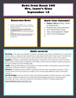 News from Room 309 Mrs. Jayne`s Class September 16 Classroom