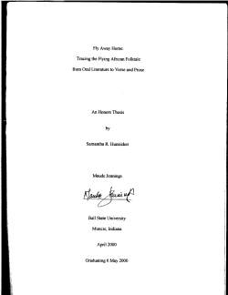 Fly Away Home: Tracing the Flying African Folktale from Oral