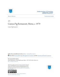 Guinea Pig Restaurant, Menu, c. 1979