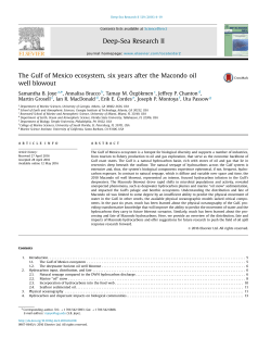 The Gulf of Mexico ecosystem, six years after the Macondo oil well