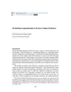 Re-thinking Compositionality in Persian Complex Predicates&lowast; 39