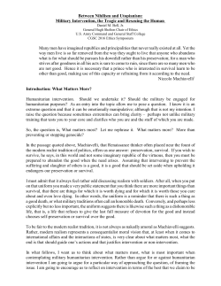 Between Nihilism and Utopianism: Military Intervention, the Tragic
