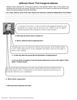Jefferson Davis` First Inaugural address
