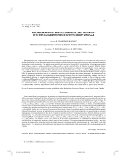 STRONTIUM-APATITE: NEW OCCURRENCES, AND THE EXTENT