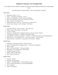 Entrance Syllabus for English Literature Students at the U G Level
