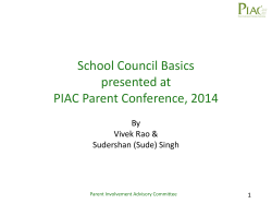 School Council Basics presented at PIAC Parent Conference, 2014