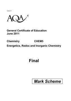 A-level Chemistry Mark Scheme Unit 05 - Energetics, Redox