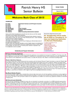 Patrick Henry HS Senior Bulletin