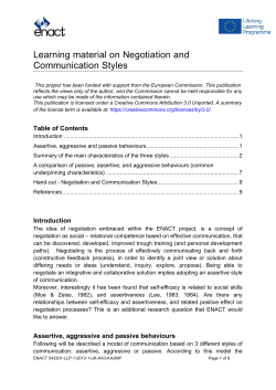 Learning material on Negotiation and Communication Styles