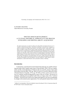 Introduction WRITTEN SPEECH DEVELOPMENT