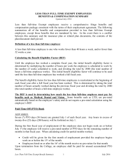 LESS THAN FULLTIME EXEMPT EMPLOYEES BENEFITS