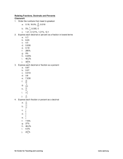 Relating Fractions, Decimals and Percents Classwork 1. Order the
