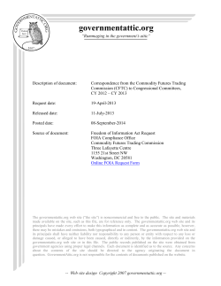 (CFTC) to Congressional Committees, CY 2012