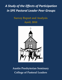 A Study of the Effects of Participation in SPE Pastoral Leader Peer
