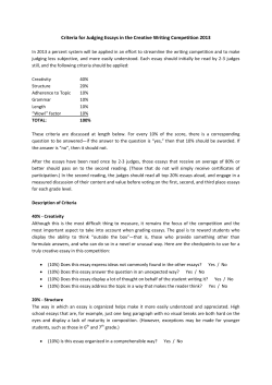 Criteria for Judging Essays in the Creative Writing Competition 2013