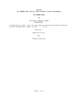 History Sir ROBERT BELL and his early Virginia Colony