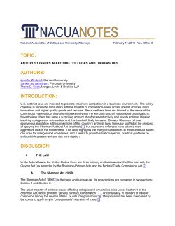 Antitrust Issues Affecting Colleges and Universities