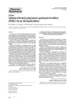 Validation of the dutch eating behavior