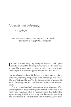 Memoir and Memory, a Preface