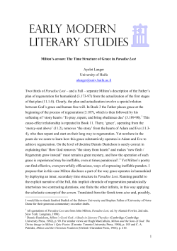 1 Milton`s aevum: The Time Structure of Grace in Paradise Lost