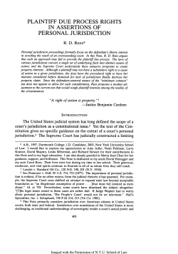 Plaintiff Due Process Rights in Assertions of Personal Jurisdiction