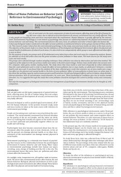 Psychology ABSTRACT Effect of Noise Pollution on Behavior (with