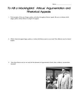 To Kill a Mockingbird: Atticus` Argumentation and Rhetorical Appeals