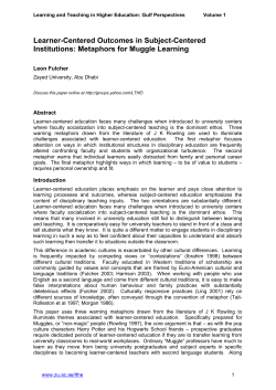 Learner-Centered Outcomes in Subject