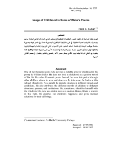 Image of Childhood in Some of Blake`s Poems Hadi S. Sultan