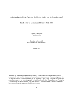 Adapting Law to Fit the Facts: the GmbH, the SARL