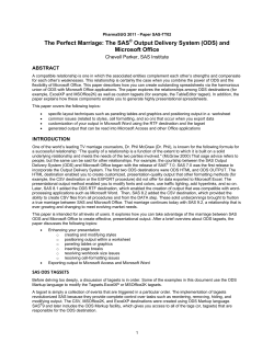 The SAS&reg; Output Delivery System (ODS)