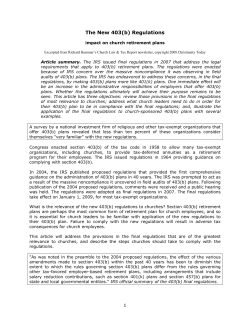 The New 403(b) Regulations
