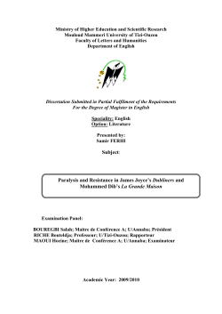 Subject: Paralysis and Resistance in James Joyce`s