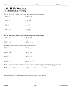 1-4 Skills Practice The Distributive Property