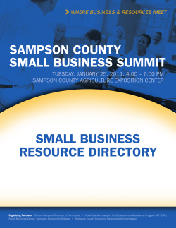 Small BuSineSS ReSouRCe DiReCtoRy