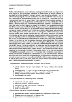 MODEL COMPREHENSION PASSAGES Passage 1: The first and