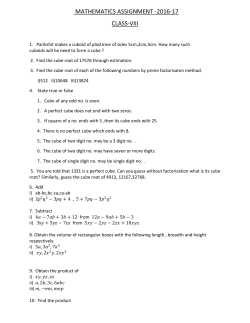 MATHEMATICS ASSIGNMENT -2016-17 CLASS-VIII