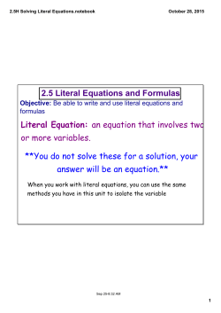 2.5H Solving Literal Equations.notebook