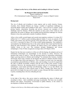 1 A Report on the Survey of the eBooks and eLending in African