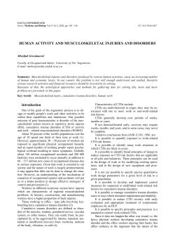 human activity and musculoskeletal injuries and disorders