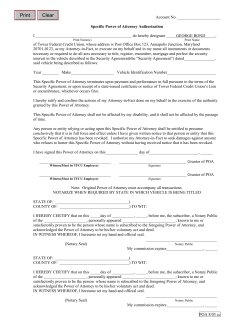 Specific Power of Attorney - Tower Federal Credit Union