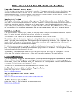 drug-free policy and prevention statement