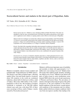 Sociocultural factors and malaria in the desert part of Rajasthan, India